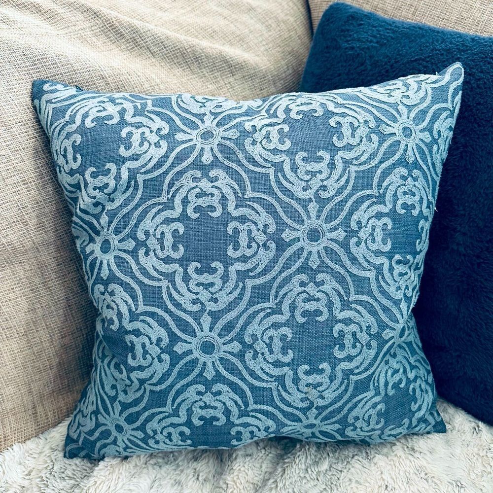 Rodeo Home Blue Textured Modern Boho Throw Pillow